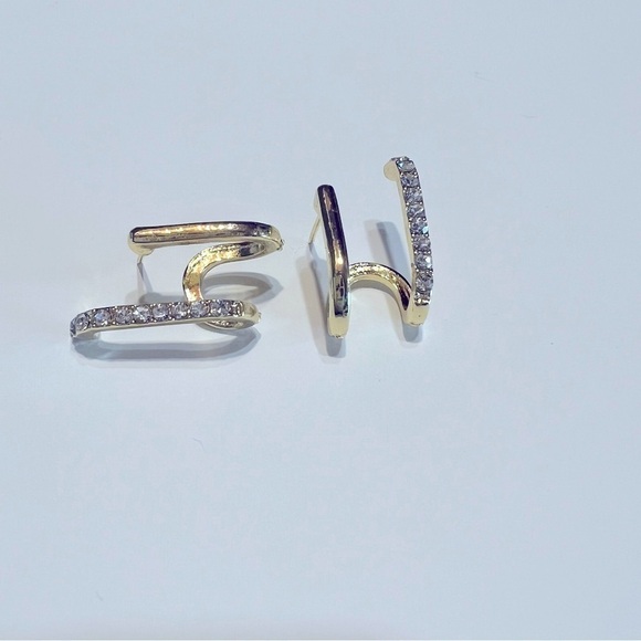 💎NEW Chic Exquisite Geometric Rhinestone & Gold Earrings - Picture 5 of 10